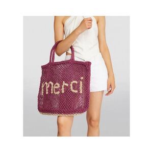 THE JACKSONS Woven Jute Merci Mauve Purple Tote Bag